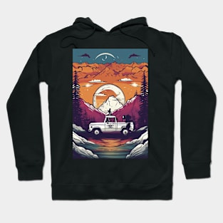 Beautiful nocturnal sun and mountain in the background Hoodie